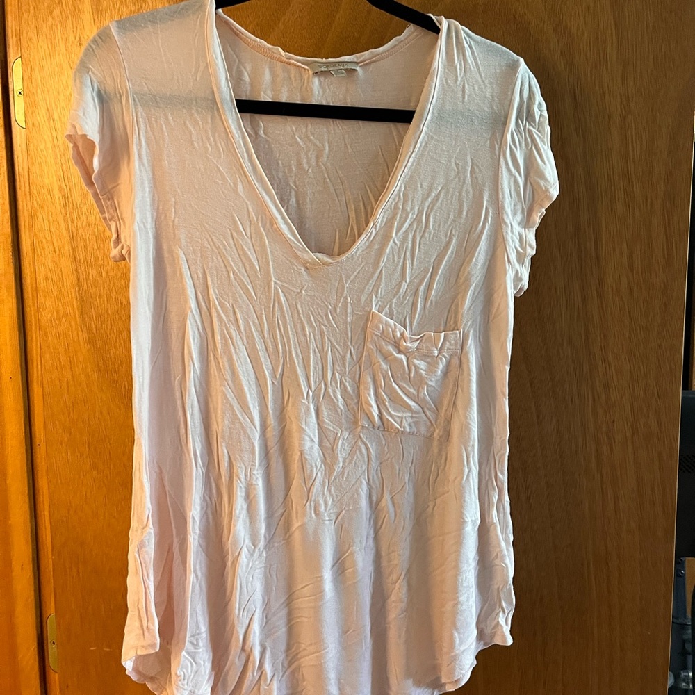 Bordeaux brand light pink loose v neck y shirt. Size S.